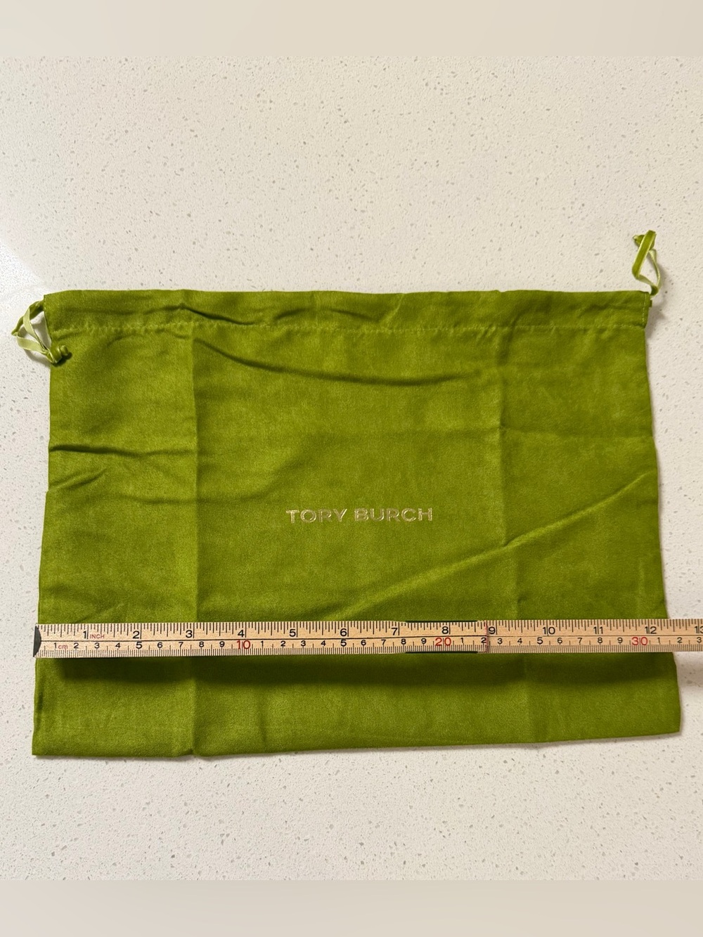 Tory Burch Olive Suede Logo Dust Pouch. Brand new. Measurements in pictures. - Picture 3 of 7